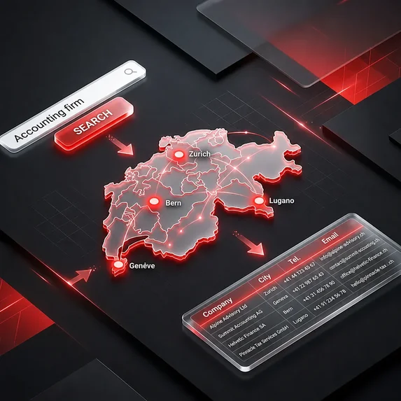Swiss company list with general email addresses and decision-maker contact details